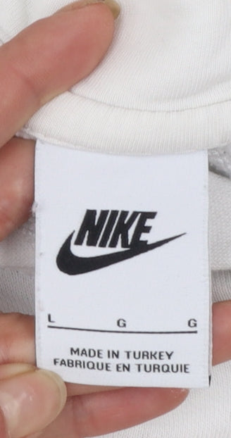 Nike Men White Pullover Hoodie L Graphic Logo Sportswear