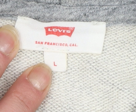 Levi's Mens Grey Pullover Hoodie Size L Graphic Logo Fleece