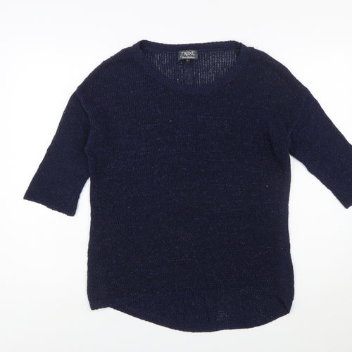 Next Women's Navy Blue Knit Button Back Jumper Size 12