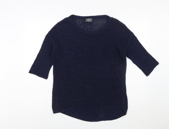 Next Women's Navy Blue Knit Button Back Jumper Size 12