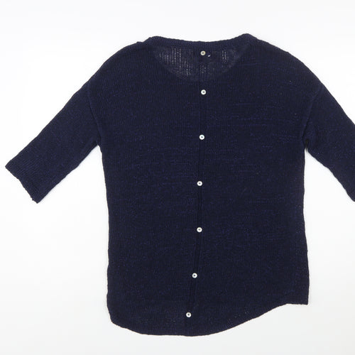 Next Women's Navy Blue Knit Button Back Jumper Size 12