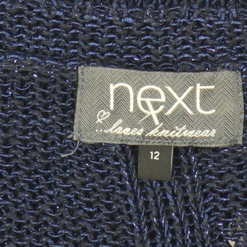 Next Women's Navy Blue Knit Button Back Jumper Size 12