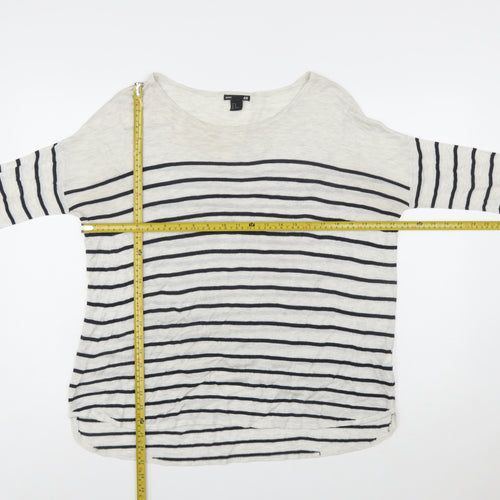 H&M Women’s White Striped Relaxed Pullover Jumper Size 12