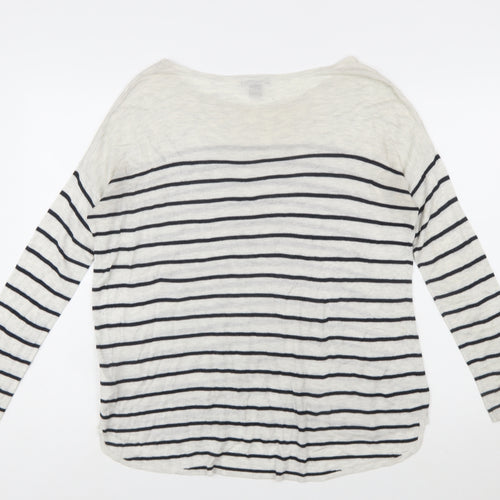 H&M Women’s White Striped Relaxed Pullover Jumper Size 12