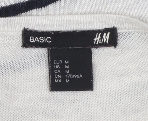 H&M Women’s White Striped Relaxed Pullover Jumper Size 12