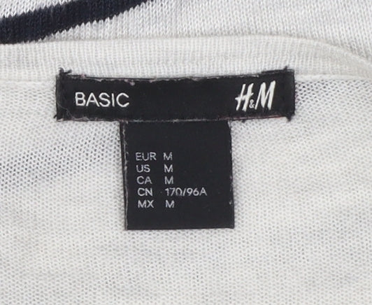 H&M Women’s White Striped Relaxed Pullover Jumper Size 12