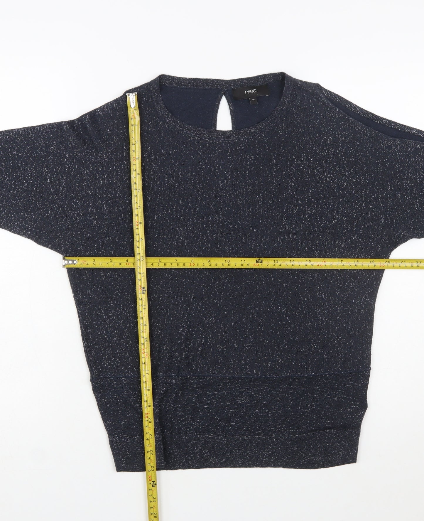 Next Women’s Blue Glitter Knit Pullover Jumper Size 10