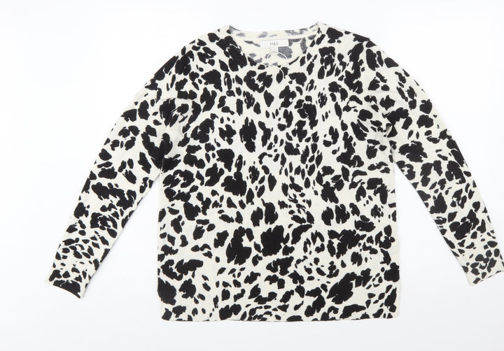 Marks and Spencer Women’s Black Animal Print Jumper Size 12