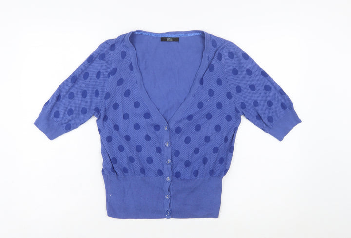 Marks and Spencer Womens Blue Cotton Polka Dot Cardigan Size 16