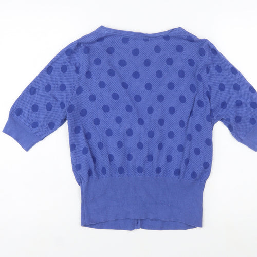 Marks and Spencer Womens Blue Cotton Polka Dot Cardigan Size 16