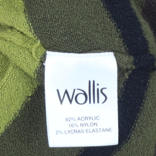 Wallis Women’s Green Striped Mock Neck Short Sleeve Pullover Jumper Size 12