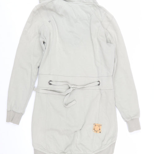 Lambretta Women Grey Full Zip Longline Hoodie Size 10 Cotton