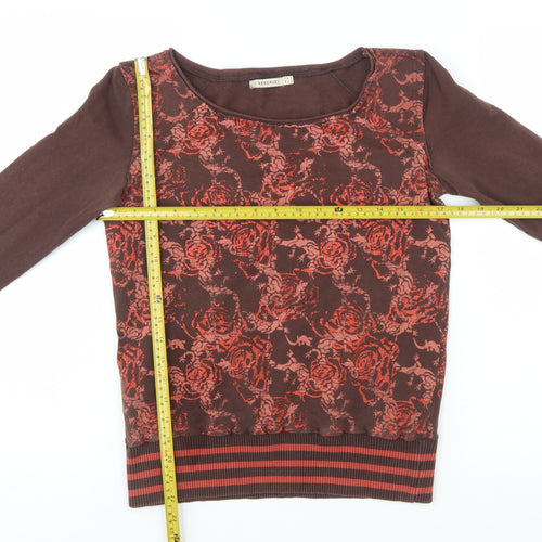 Reserved Womens Brown Floral Long Sleeve Jersey Top Size 10