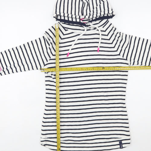 Joules Women's Navy White Striped Cotton Hoodie UK 12 Pullover