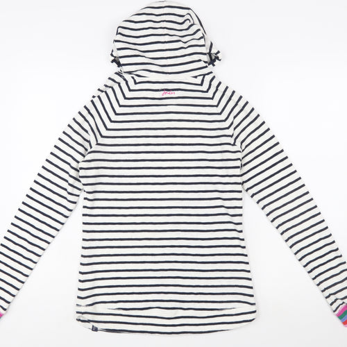 Joules Women's Navy White Striped Cotton Hoodie UK 12 Pullover