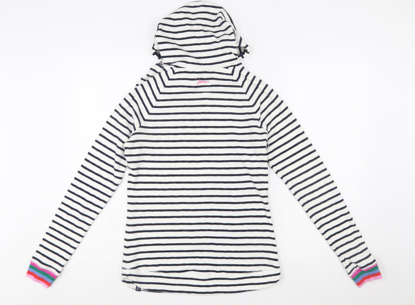 Joules Women's Navy White Striped Cotton Hoodie UK 12 Pullover