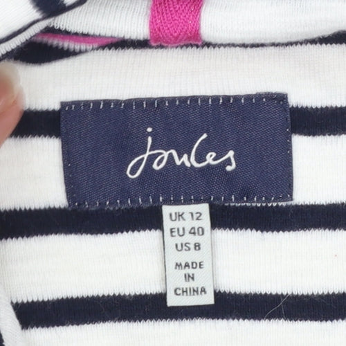 Joules Women's Navy White Striped Cotton Hoodie UK 12 Pullover
