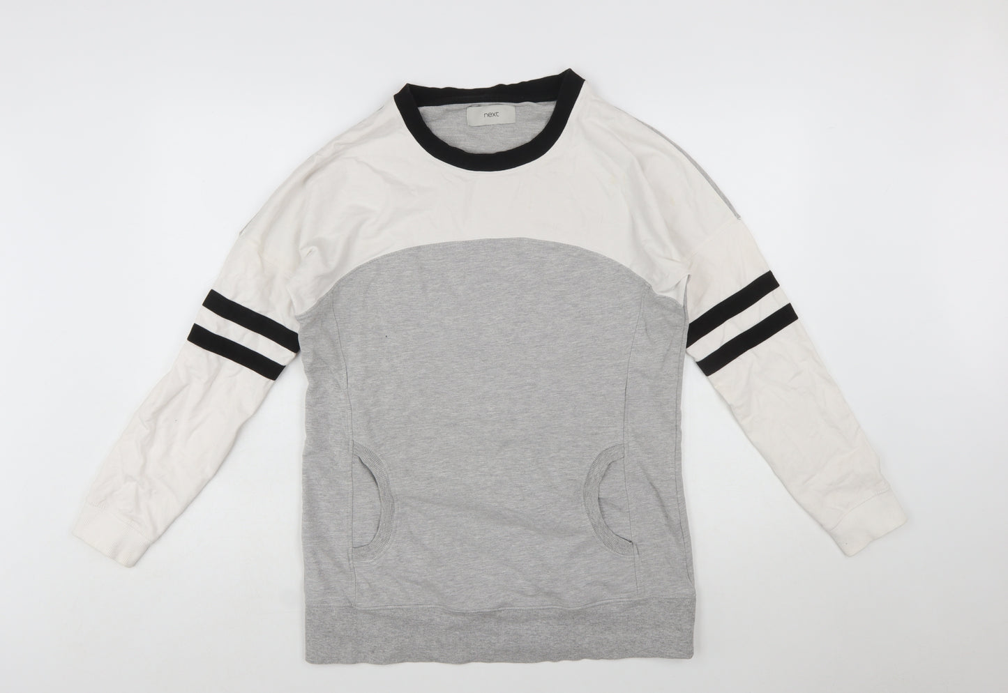 Next Womens Grey Colourblock Long Sleeve Pullover Sweatshirt Size 12