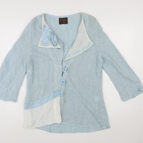 Orla from Tivoli Women Blue L Asymmetric Button Cardigan