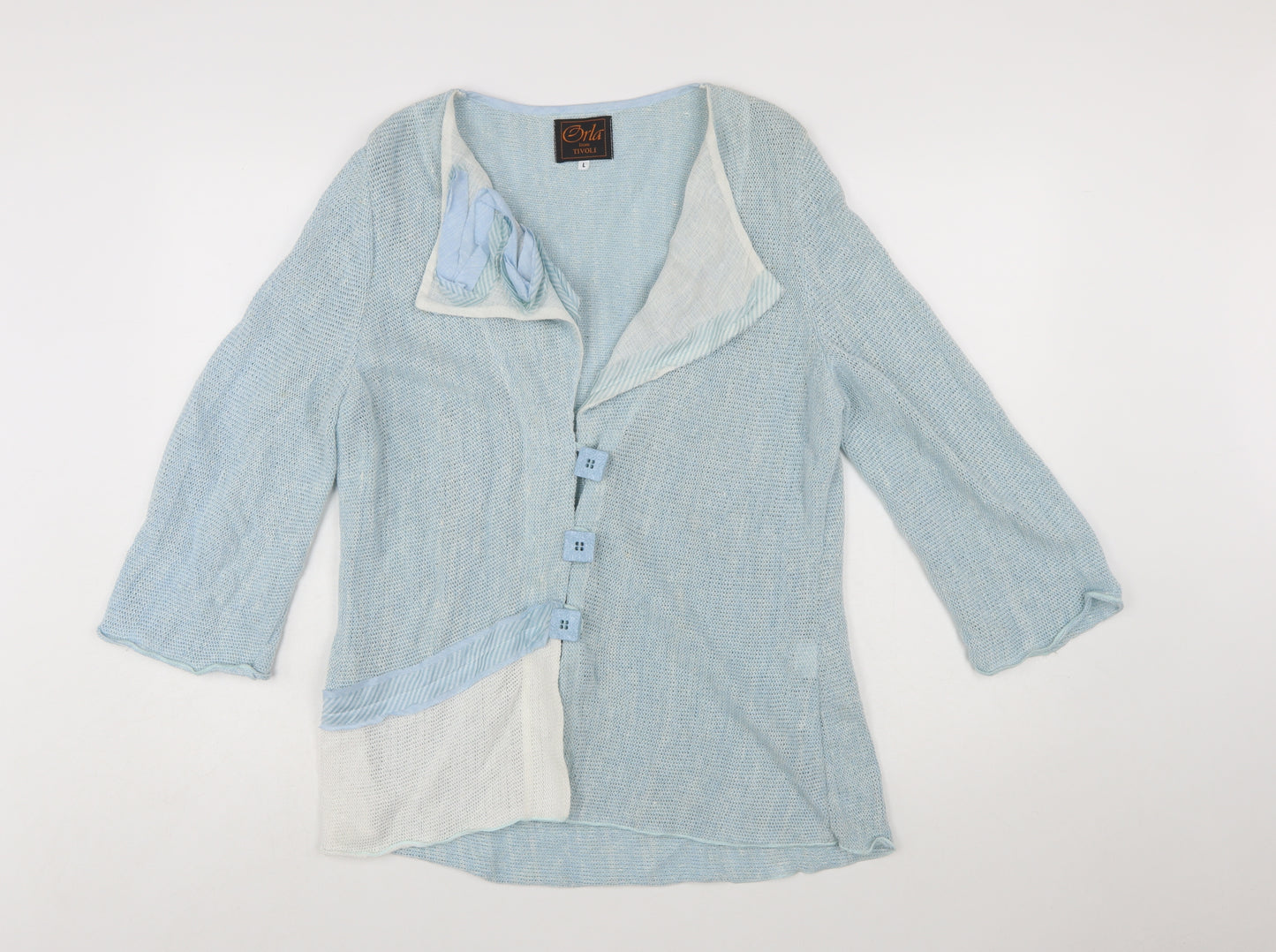 Orla from Tivoli Women Blue L Asymmetric Button Cardigan