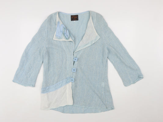 Orla from Tivoli Women Blue L Asymmetric Button Cardigan