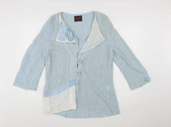 Orla from Tivoli Women Blue L Asymmetric Button Cardigan