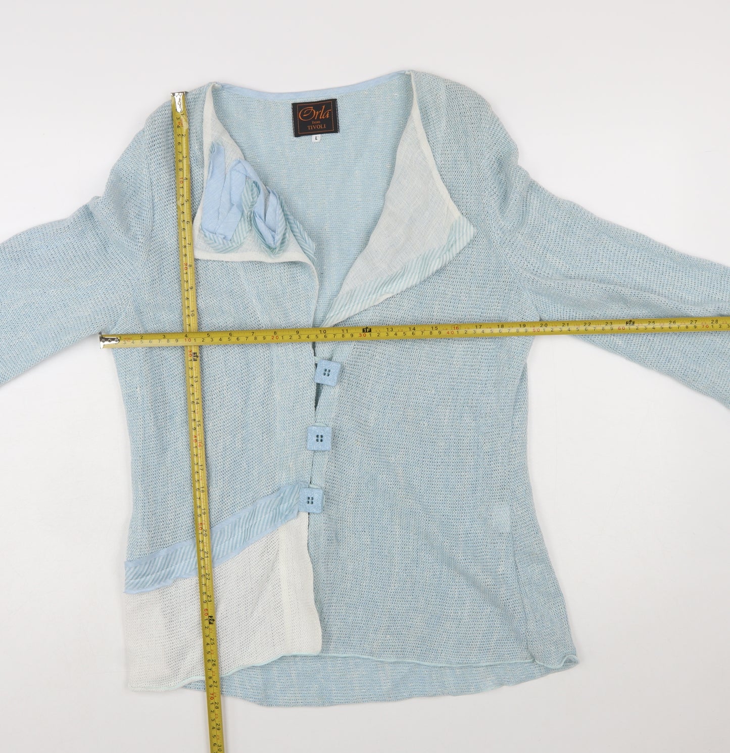 Orla from Tivoli Women Blue L Asymmetric Button Cardigan