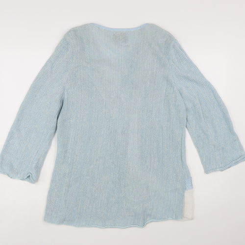 Orla from Tivoli Women Blue L Asymmetric Button Cardigan