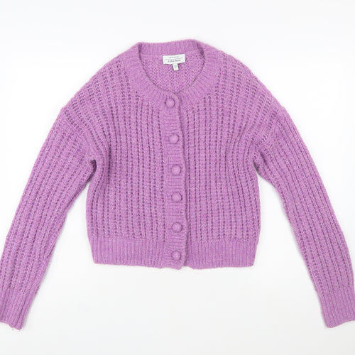 & Other Stories Women Purple Wool Blend Chunky Knit Cardigan S