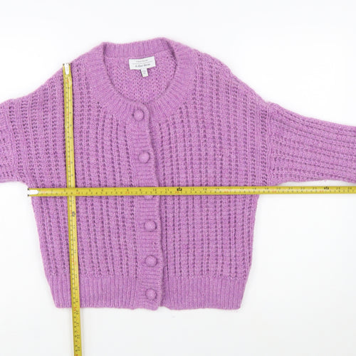 & Other Stories Women Purple Wool Blend Chunky Knit Cardigan S