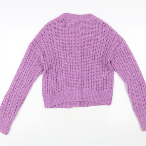 & Other Stories Women Purple Wool Blend Chunky Knit Cardigan S