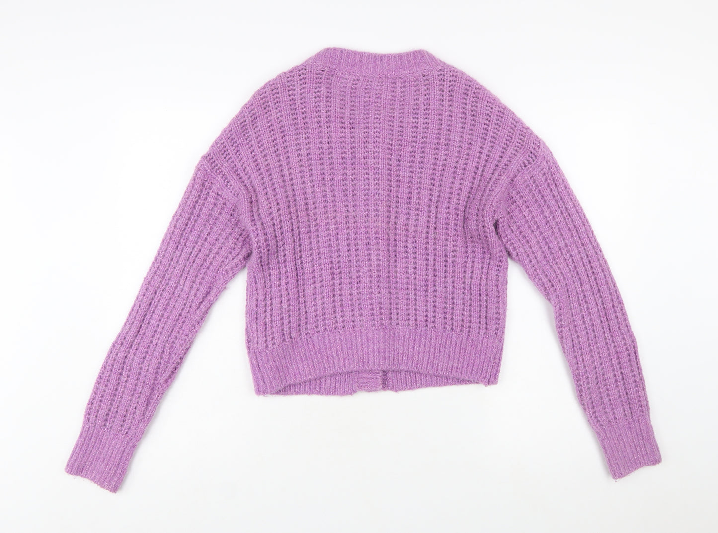 & Other Stories Women Purple Wool Blend Chunky Knit Cardigan S