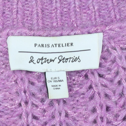 & Other Stories Women Purple Wool Blend Chunky Knit Cardigan S
