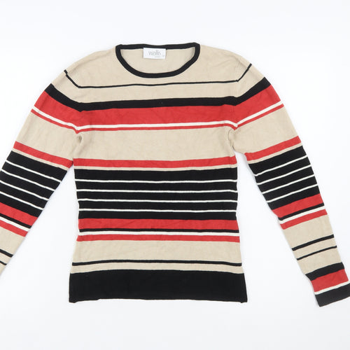 Wallis Women Beige Striped Petite Size 12 Pullover Jumper