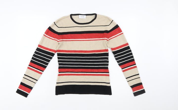 Wallis Women Beige Striped Petite Size 12 Pullover Jumper