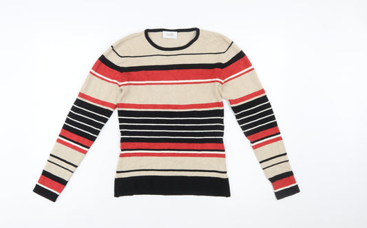 Wallis Women Beige Striped Petite Size 12 Pullover Jumper