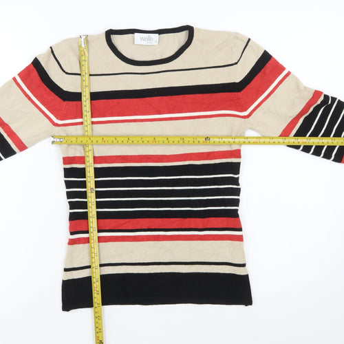 Wallis Women Beige Striped Petite Size 12 Pullover Jumper