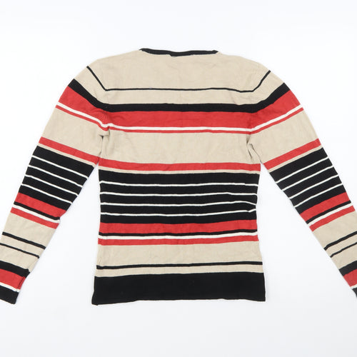 Wallis Women Beige Striped Petite Size 12 Pullover Jumper