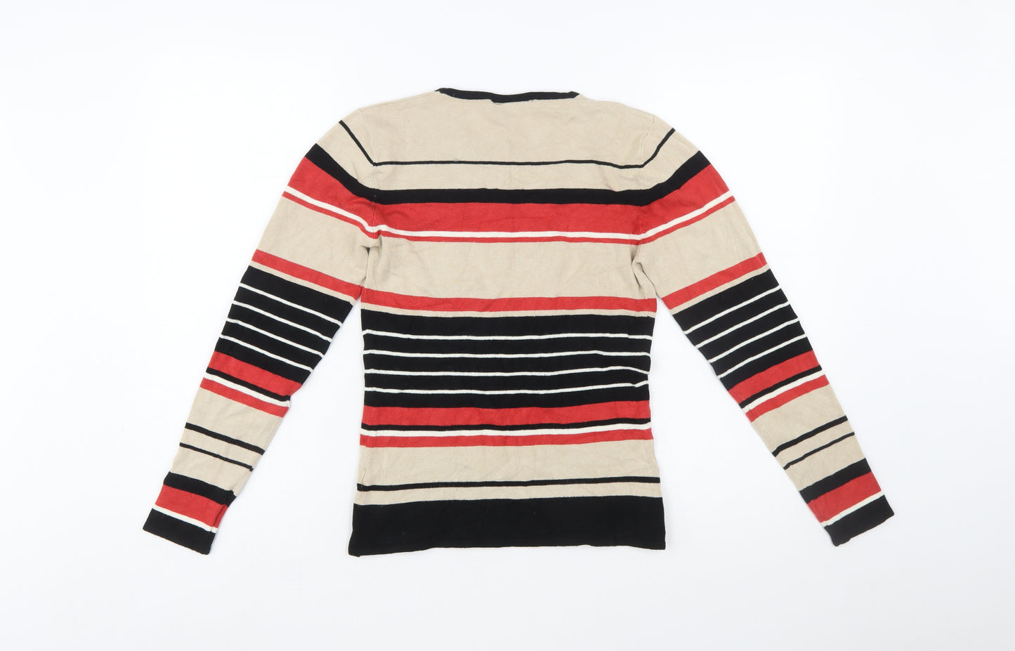 Wallis Women Beige Striped Petite Size 12 Pullover Jumper
