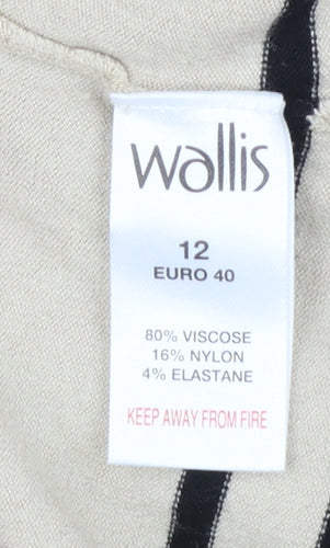 Wallis Women Beige Striped Petite Size 12 Pullover Jumper