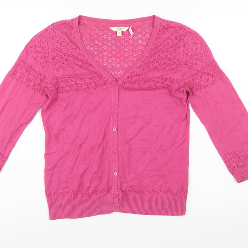 FatFace Women Pink Cotton Button Cardigan Size 12