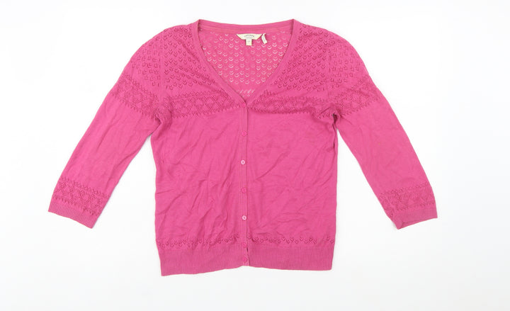 FatFace Women Pink Cotton Button Cardigan Size 12
