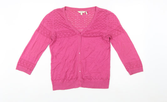 FatFace Women Pink Cotton Button Cardigan Size 12