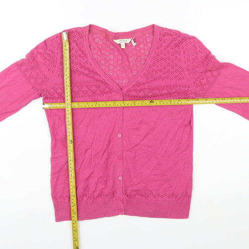 FatFace Women Pink Cotton Button Cardigan Size 12