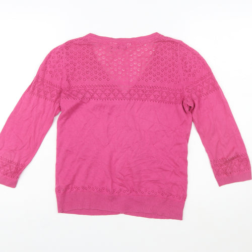 FatFace Women Pink Cotton Button Cardigan Size 12
