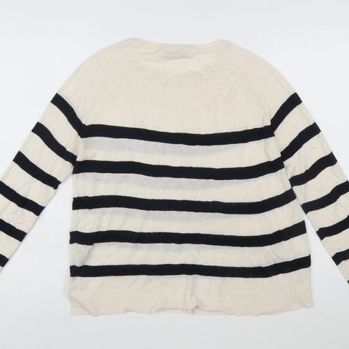 Zara Women Beige Striped Long Sleeve Pullover Jumper Size 12