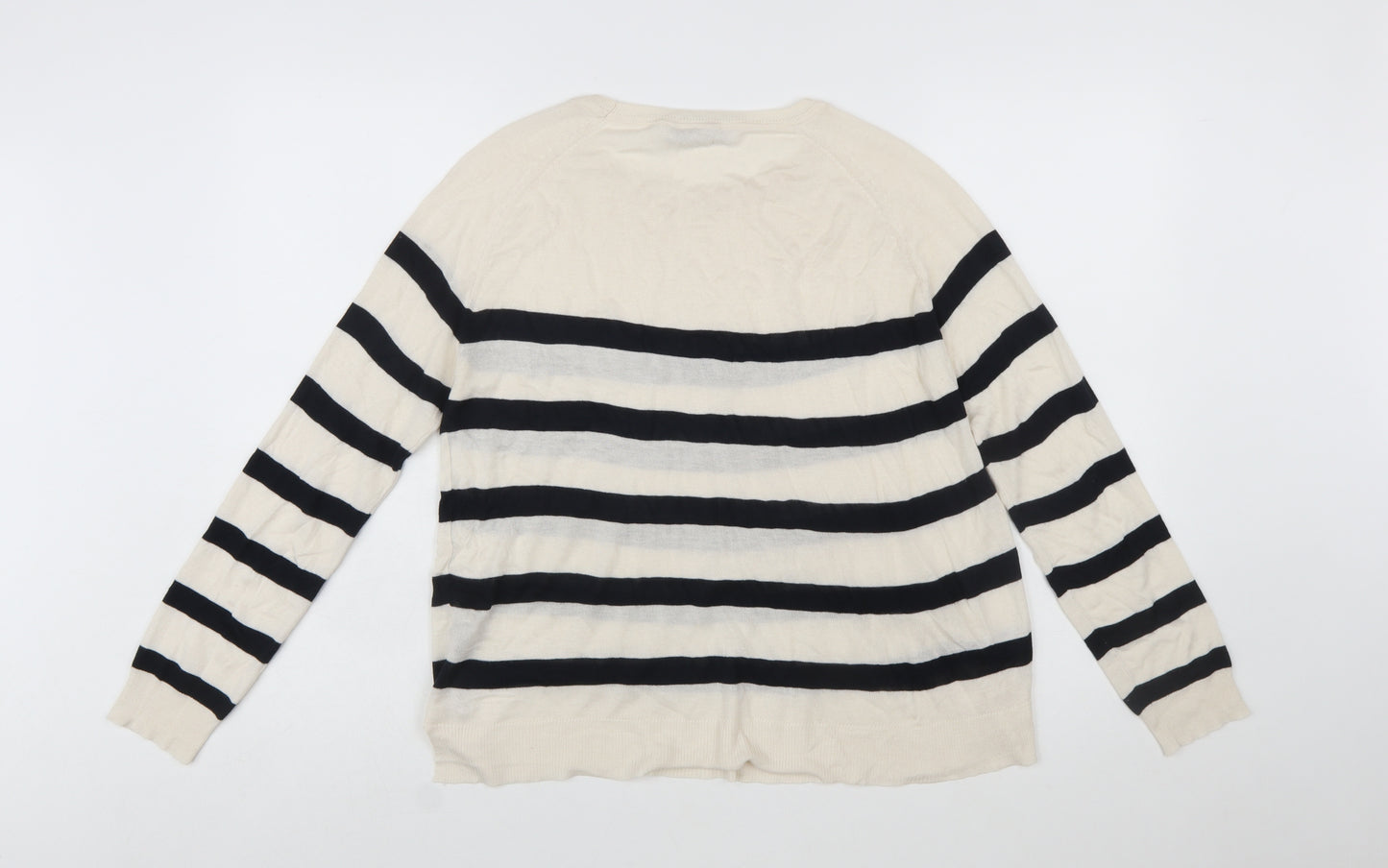 Zara Women Beige Striped Long Sleeve Pullover Jumper Size 12