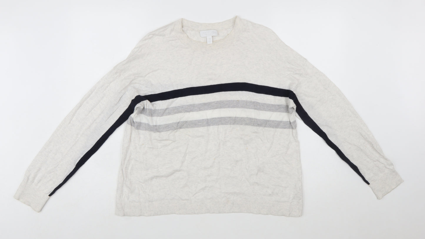 The White Company Women’s Ivory Striped Knit Jumper Size M