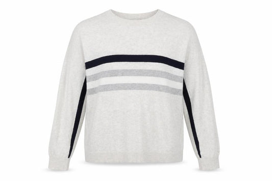Front view of The White Company Women’s Ivory Striped Knit Jumper, size M