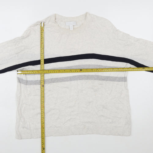 The White Company Women’s Ivory Striped Knit Jumper Size M